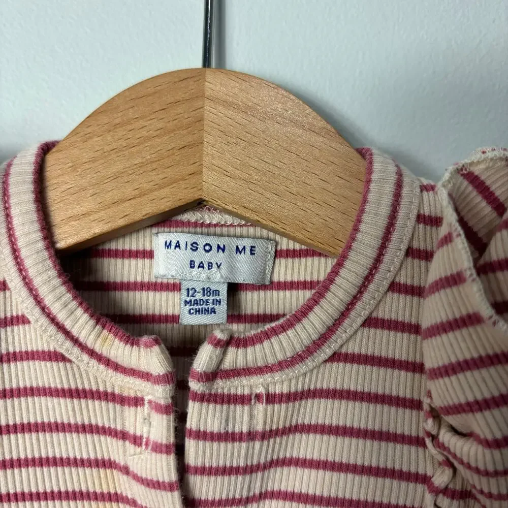 Maison Me Ribbed Ruffle Top 12-18m - Picture 3 of 4